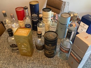 Collection of 9 Empty Whiskey Bottles