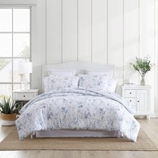 Laura Ashley - King Comforter Set, Reversible Cotton Bedding with Matching