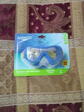 Speedo Kids' Swim Mask with Fabric Strap - Blue/Yellow : Ages 3-6 Polycarbonate