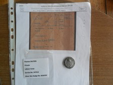 WW1 Silver War Badge King & Country Services Rendered INO Salters Labour Corps