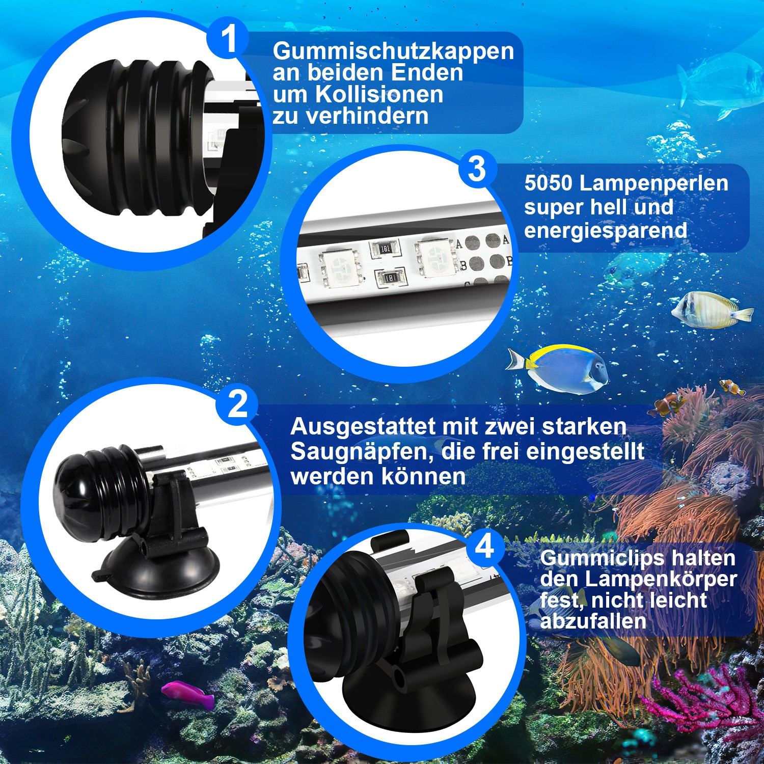 Lampada LED RGB per acquario con timer 18-112 cm foto 2