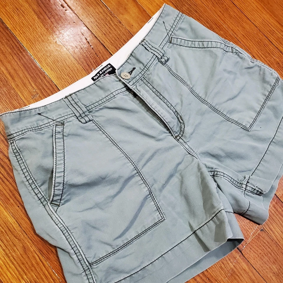Polo Jeans Co Ralph Lauren 短裤女式 6 绿色休闲斜纹布平底前口袋 — 第 4/4 张图片