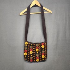 Rising Tide Handmade Felted Wool Floral Embellished Purse Bag Boho Artsy Nepal