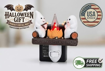 Ghost Campfire Flickering Night Light Spooky Marshmallow Halloween Gift US
