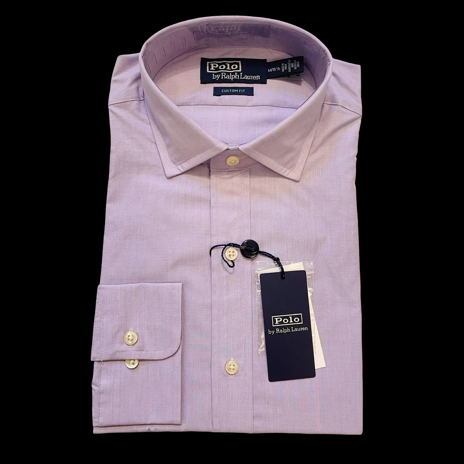 Polo Ralph Lauren Poplin Dress Shirt Medium 15.5 Custom Fit Solid Purple $168