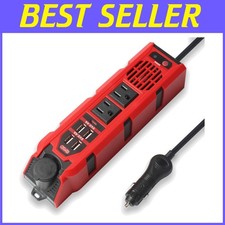 200W Car Power Inverter with 2 AC Outlets  4 USB Ports