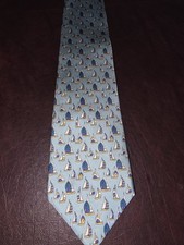 Burberry Tie 100% Silk Made In USA Sailboats Nautical