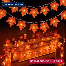 2 Pack Fall Garland with Lights Fall Decor - Maples Leaves
