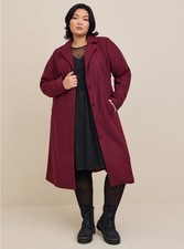 New Eloquii Coat Long Wool Maxi Wine Pockets 26 - 28