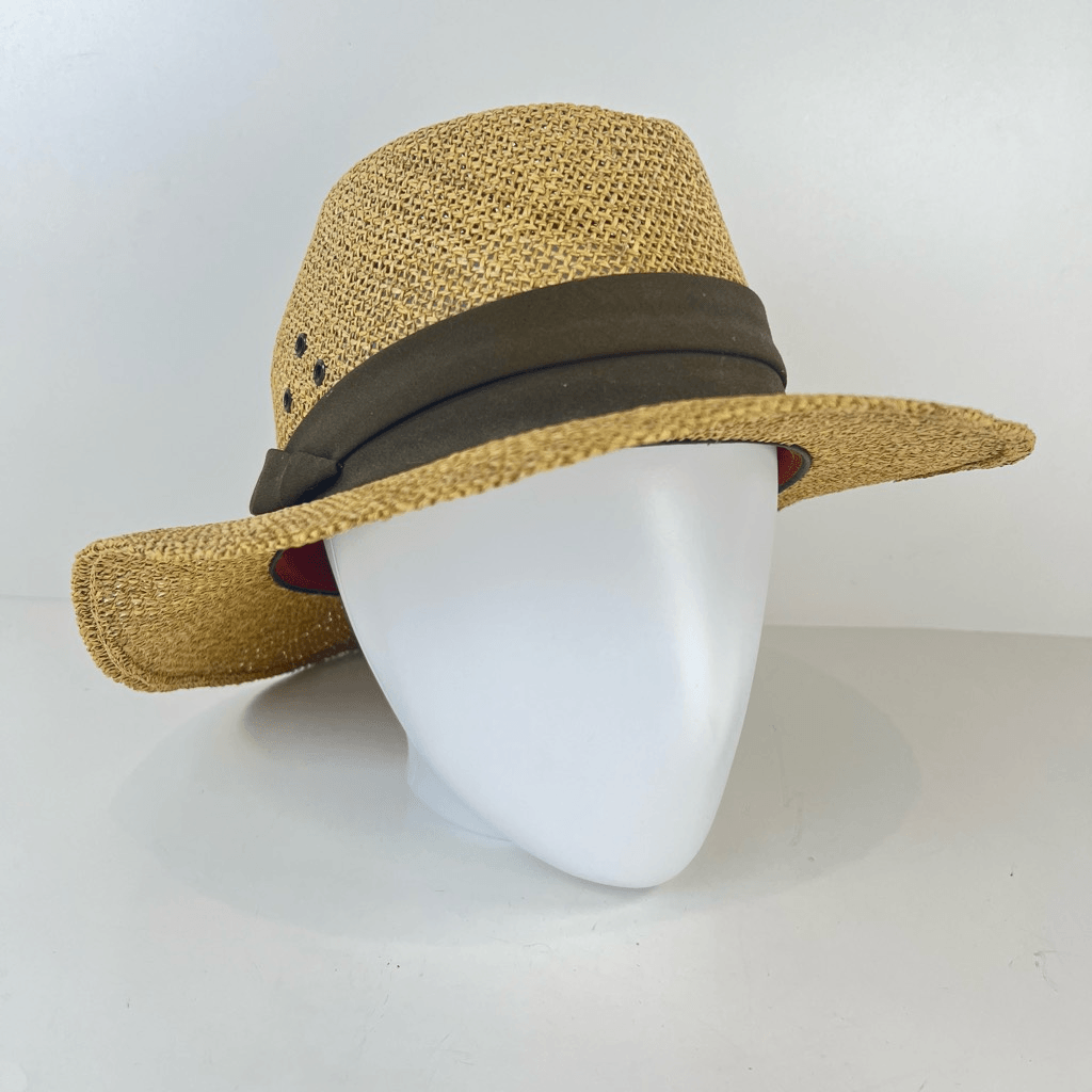 Vintage Golden Gate Woven Straw Fedora Hat Large Tan Brown  display picture 3