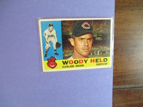 WOODIE HELD(D-2009)Signed Trimmed Index Card w/8 x 11 Display w/1960 Topps/Obit - Picture 3 of 7