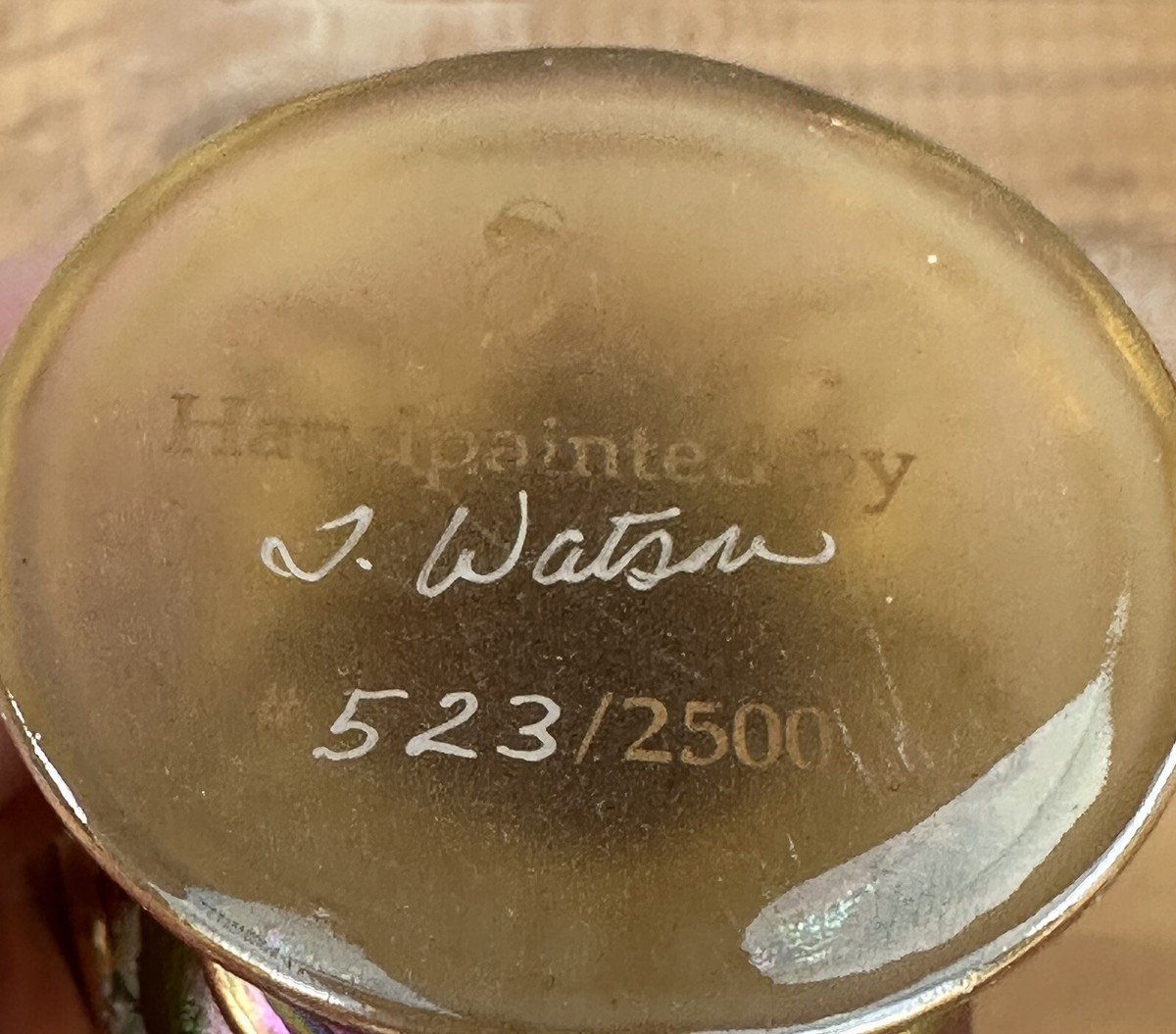 Fenton Signed (J. Watson) Hand Painted Glass Egg Numbered 523/2500