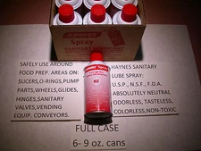 1 CS.-6 CANS OF HAYNES SANITARY FDA LUBE SPRAY FOOD PREP AREAS  PRESSURE FRYER