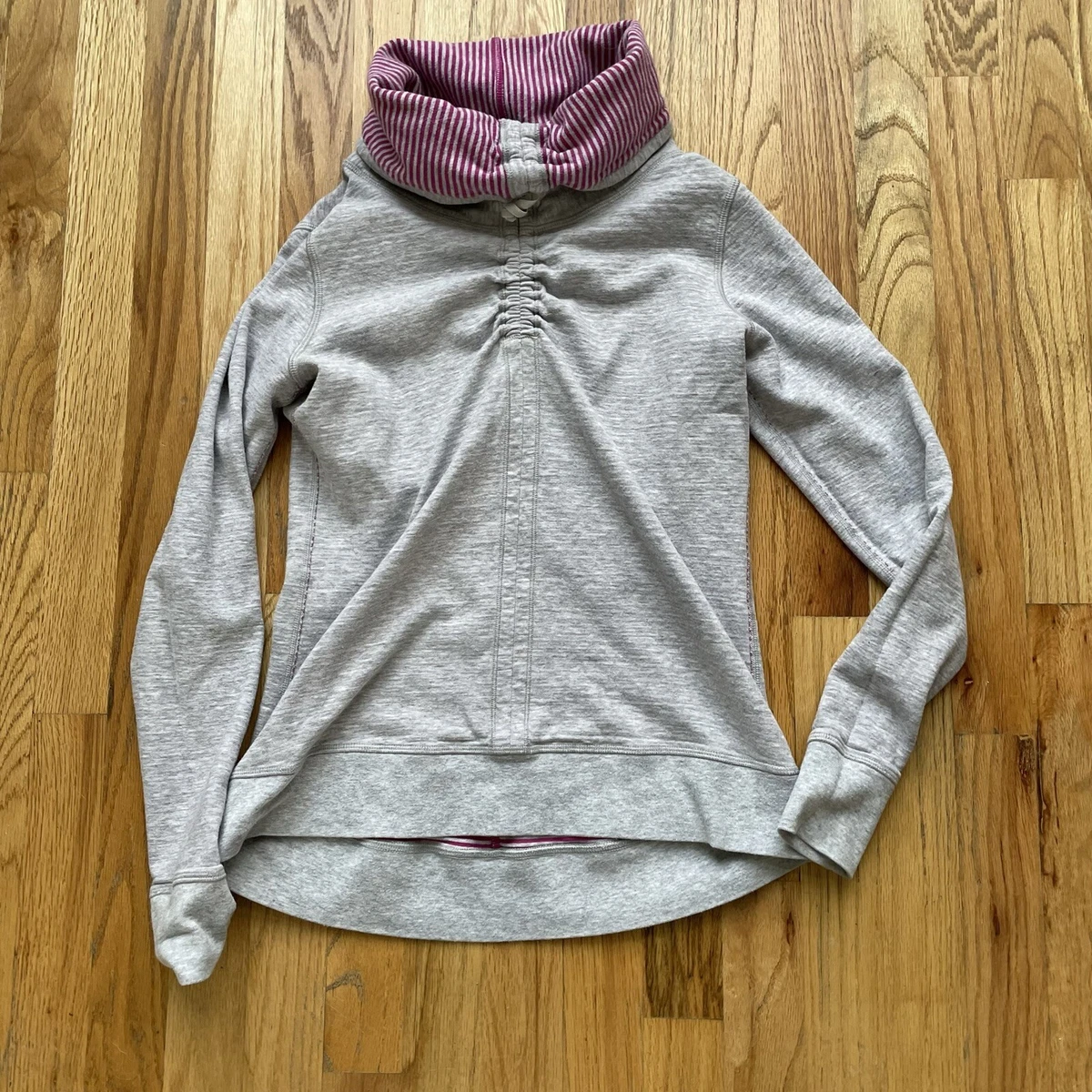 Women's Lululemon Pink Heather Gray Striped In A Cinch Long Sleeve  Sweatshirt 4