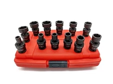 12 PC 3/8" DR. SHALLOW UNIVERSAL IMPACT BALL SWIVEL SOCKET SET (SAE)