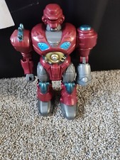 Vintage 7" Hap-P-Kid Happy Toy Robot Black  Red Walking Action Tested Works EUC