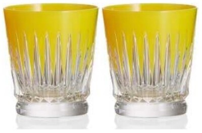 2 NEW WATERFORD CRYSTAL FIREWORKS TUMBLERS YELLOW ~ NO BOX