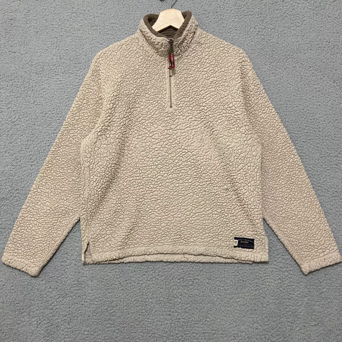 Southern Marsh Sherpa 1 4 Zip Sweatshirt Adult Small Beige