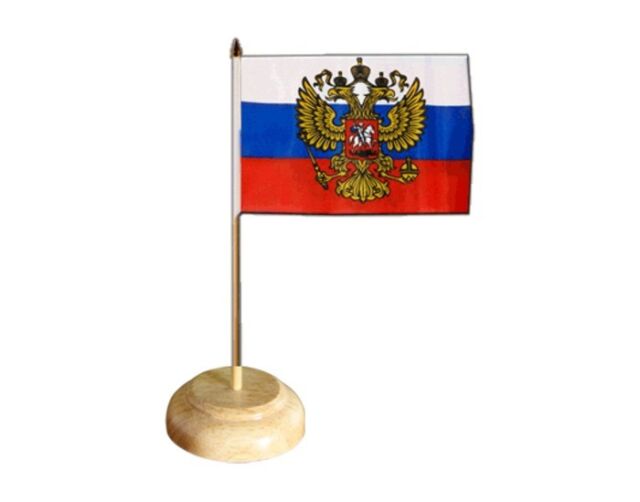 Tischflagge Russland mit Wappen russische Tischfahne 15x22cm