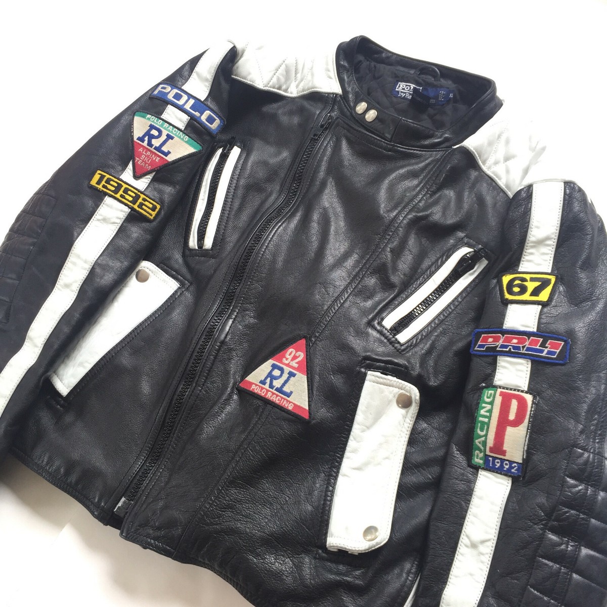 Vintage Polo Ralph Lauren 1992 Racing Leather Jacket XL | eBay