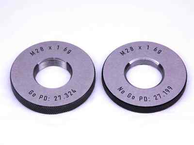 NEW M28 X 1 6g SOLID THREAD RING GAGES 28 1.0 GO NO GO P.D.'S = 27.324 & 27.199