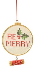 Ganz 3.5 Inch Be Merry Cross Stitch Christmas Ornament