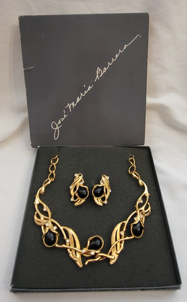 JOSE MARIA BARRERA Vtg Avon BLACK GOLD GRANADA Necklace