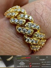 MOISSANITE Iced Prong Cuban Link Ring Real 14...