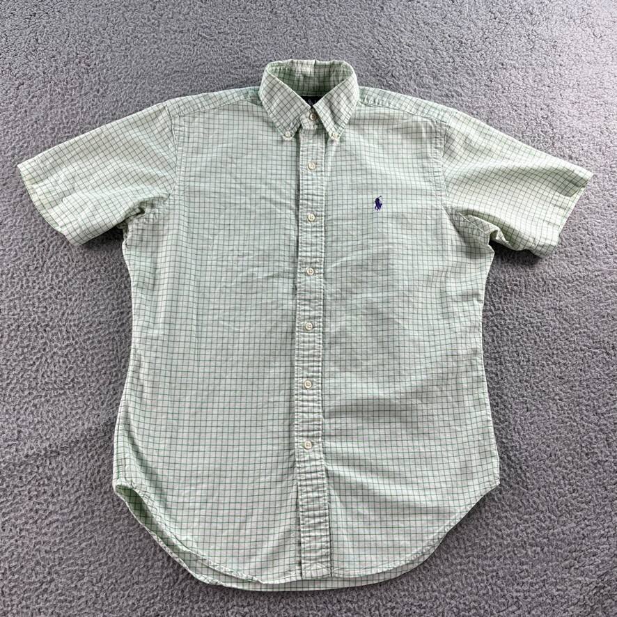 NEW Ralph Lauren Shirt Mens Small White Green Check Button Up Classic Preppy