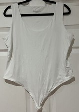 Tahari Women's XL White Sleeveless Thong Bodysuit Modern Essentials SOFT 