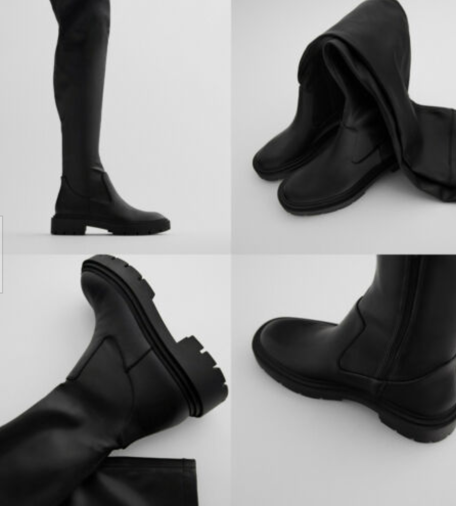 Black Tall Flat Stretch Boots Trf Zara Over Knee Boots TALL FLAT