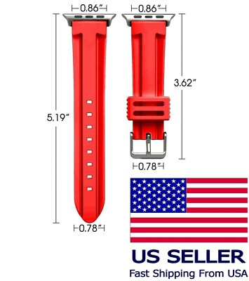 Apple Watch 38mm Silicone Red Sports Band Metal Buckle Series 4,3,2,1 All Models