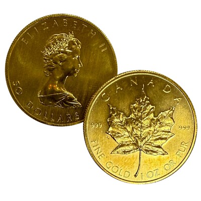 Random Year - 1 oz Canadian Gold Maple Leaf $50 Coin .999 Fine