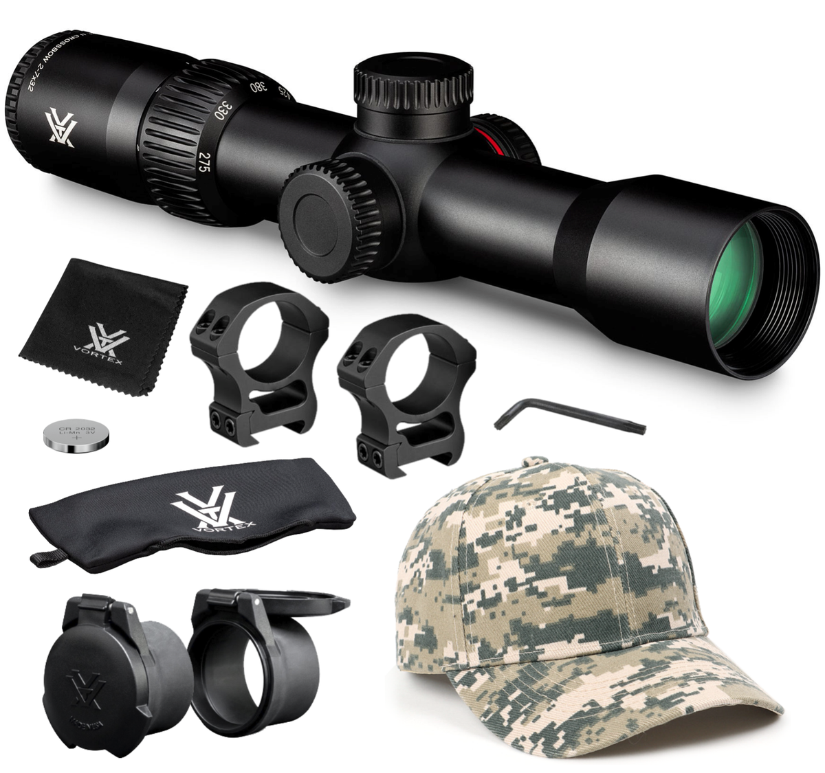 Vortex Optics Crossfire II 2-7x32 Crossbow Scope Kit and Hat Camo