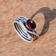 Mozambique Garnet Gemstone Ring 925 Sterling Silver Birthday Present Jewelry