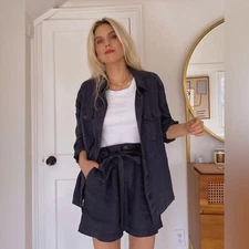 NWT! MICHAEL STARS bex pleated linen SHORTS SMALL