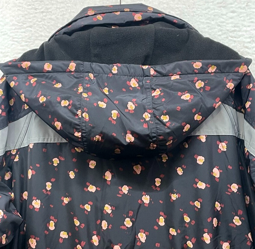 Cabi Jacket Womens Medium Black Rainy Day Jacket Flower Burst Hooded Zip 4115 - Picture 6 of 15