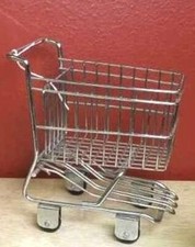 Chrome Metal Grocery Store Shopping Cart Doll Play 8 1/2" H x 7 1/2"L x 5 1/2"W