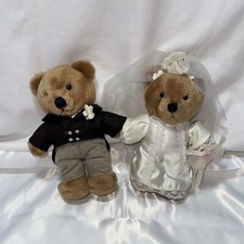 Bride  Groom Teddy Bears Wedding Couple 7" Brown Bears Vintage Dakin