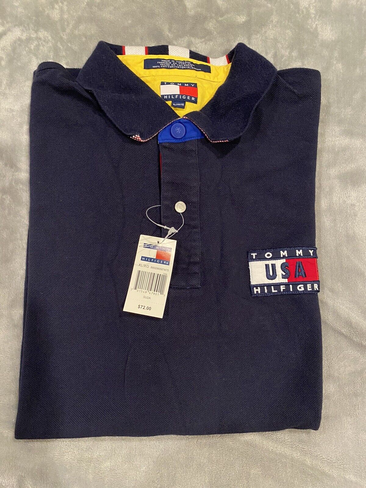 VTG Tommy Hilfiger USA International Games Polo Shirt Embroidered USA Flag  XL