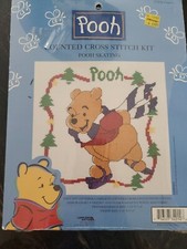 LEISURE ARTS POOH SKATING COUNTED CROSS STITCH 73/8 BY 71/4 SEALED NEW