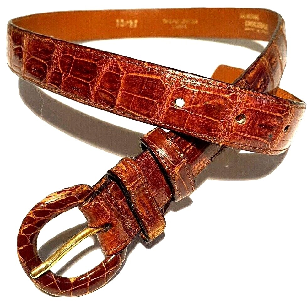 Vintage Henri Bendel Crocodile Brown Belt Henri Bendel Black Crocodile Leather Vintage Statement Belt  main image 4