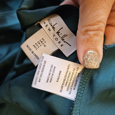 nicole nailed it green dress nicole miller dress size large Green Satin Midi Holiday Party Event