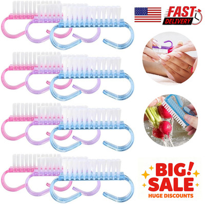 12Pcs Handle Grip Nail Brush Fingernail Cleaner Manicure Pedicure Tools Hot USA