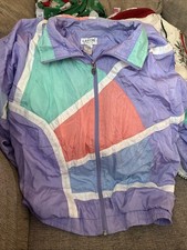 Vintage Lavon By Cheerful Corp Sz Large Purple Teal Coral Windbreaker Set