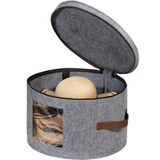 Lifewit Round Cowboy Hat Box for 7 Caps, 37L Hat Organizer Bag,Gray,1 Pack