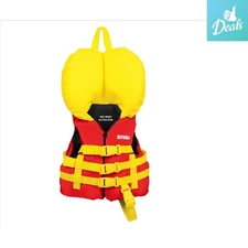 Infant Life Jacket, Coast Guard Approved, 15-30 lbs - Bright Red Safety Design