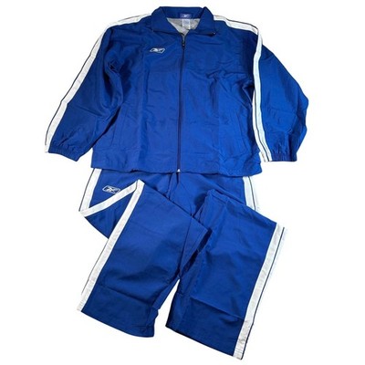 Reebok Y2K VTG Mens XL Tracksuit Set Blue Striped Full Zip Jacket Pants NEW