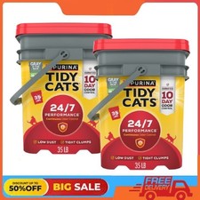 2 Packs Tidy Cats 24/7 Performance Clumping Cat Litter, Clean Linen Scent, 35 lb