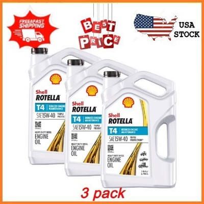 NEW3 pack) Shell Rotella T4 Triple Protection 15W-40 Diesel Engine Oil, 1 Gallon